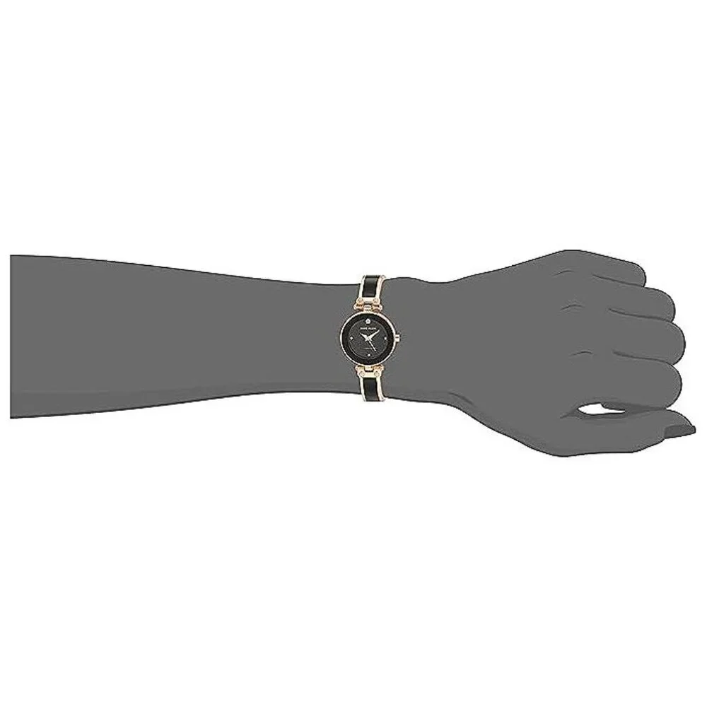 Women's Genuine Diamond Dial Bangle Watch Black/Rose Gold - Picture 2 of 4